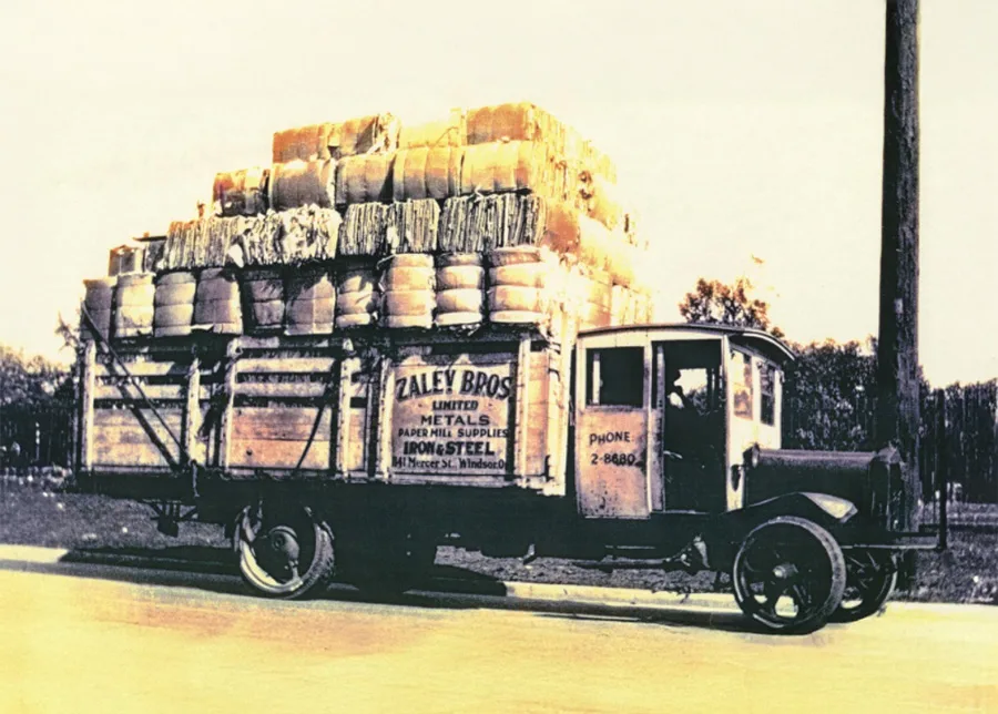 A historic photo of a Zalev truck